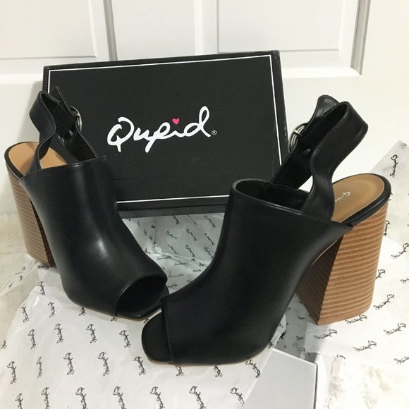 NEW | Qupid | Black Peep Hole Heels Size 7.5 - Picture 6 of 6